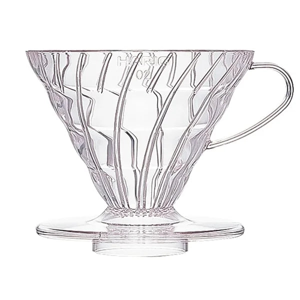 Clear plastic Hario V60 brewer