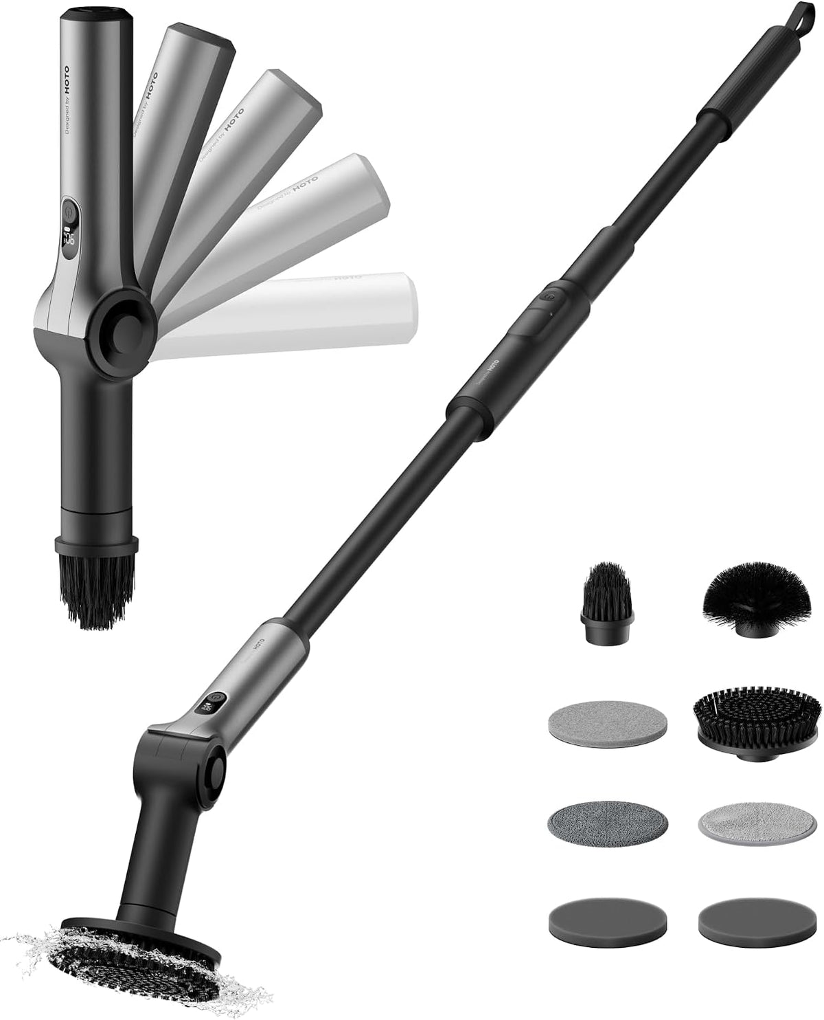 HOTO Flexi cordless spin scrubber with extendable handle