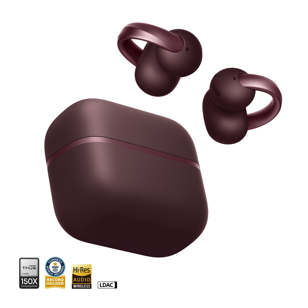 Anker soundcore AeroClip 2 clip-on earbuds and charging case
