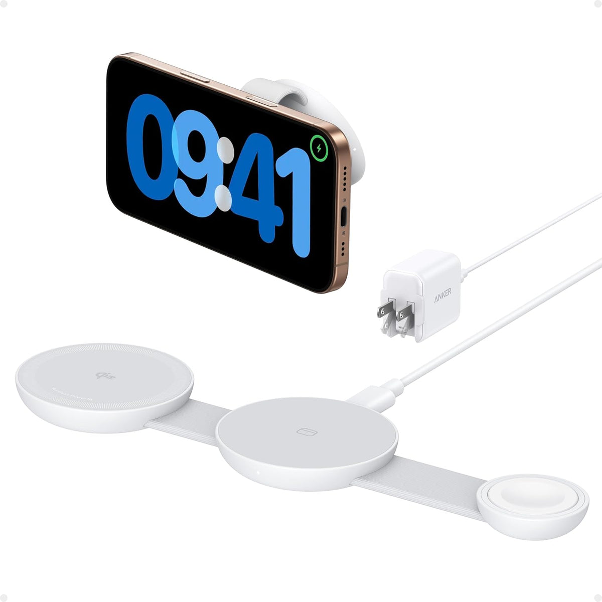 Anker MagGo UFO folding three-in-one charging station in white
