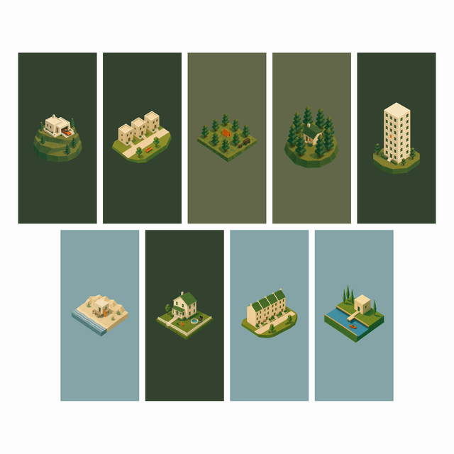 A grid of Living Collection phone wallpapers