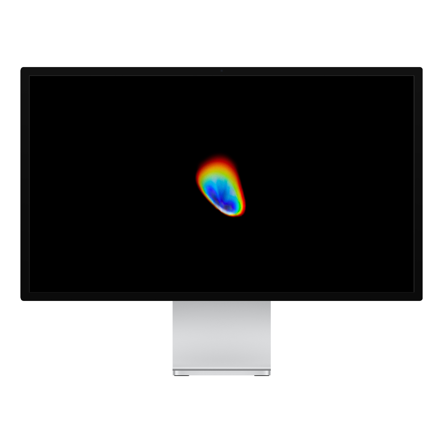 Spectrum rainbow light desktop wallpaper on a pure-black OLED-style display